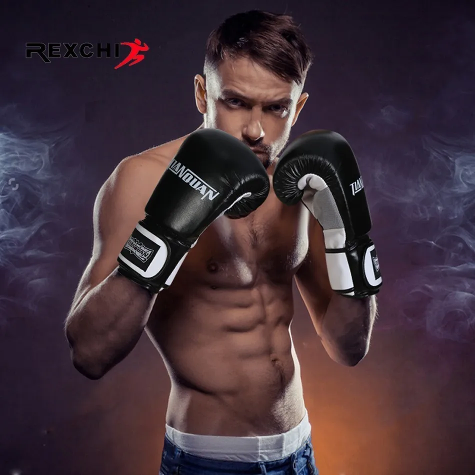 Взрослые кик боксерские перчатки из искусственной кожи карате Муай Тай Guantes De Boxeo