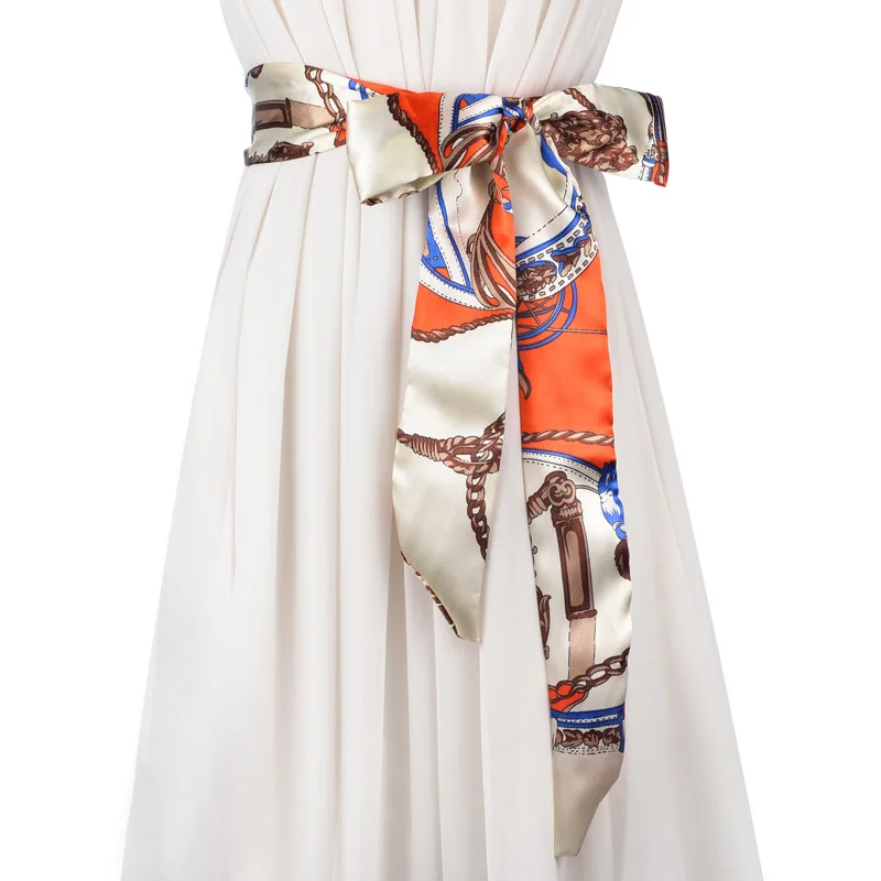 

Bohemia Style Summer Floral Printing Silk Belts Jeans Skirts Dresses Accessories Simple Fashion Belts For Women PD05