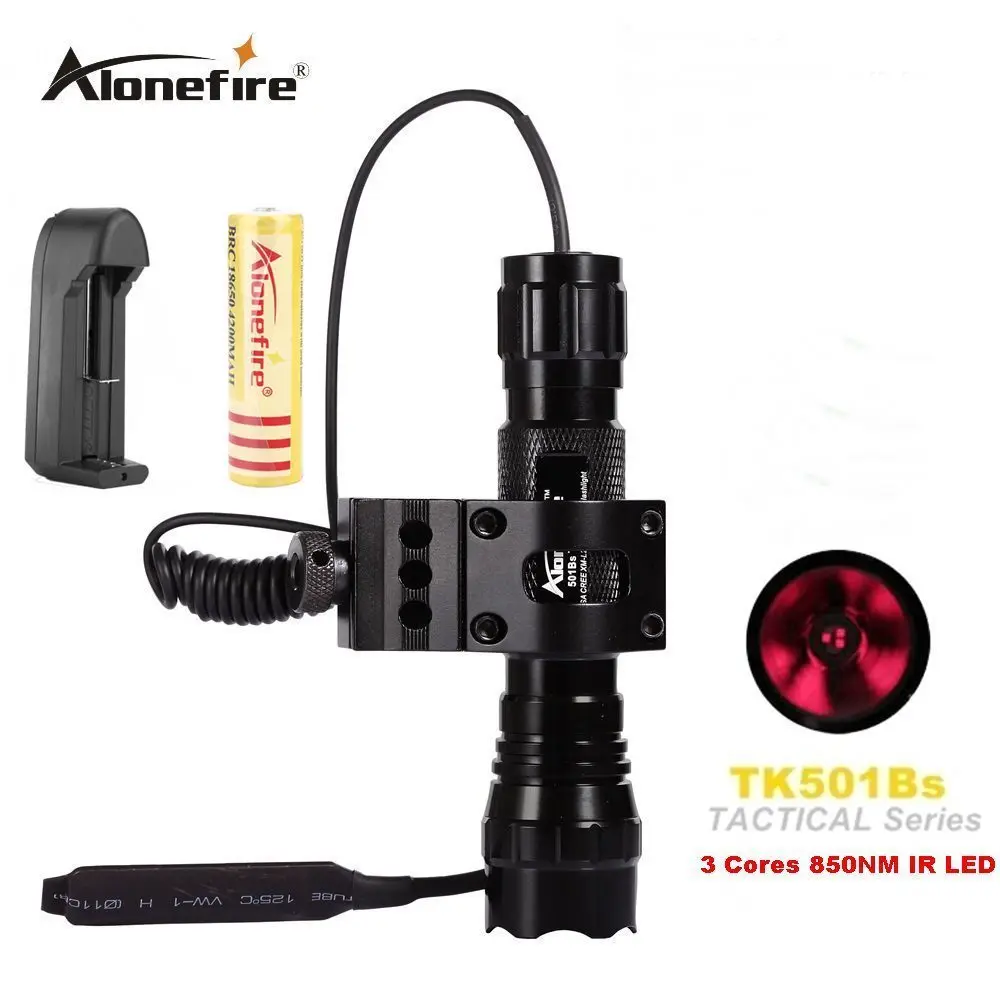 

AloneFire 501Bs New Waterproof Function 850nm IR Infrared LED Flashlight Torch for Night Vision Camera and Camcorder for 18650