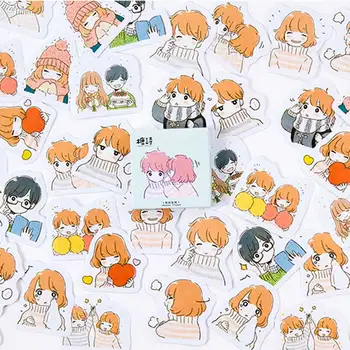 

45 Pcs/box Warm Boys and Girls Stickers Decoration Adhesive Scrapbooking Stickers DIY Diary Album Label Kawaii Korea Stationery