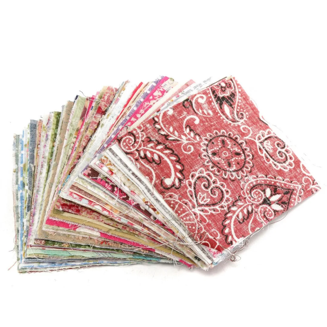 JX-LCLYL 100pcs New 10*10cm DIY Craft Sewing Square Floral Cotton Fabric Patchwork Cloth