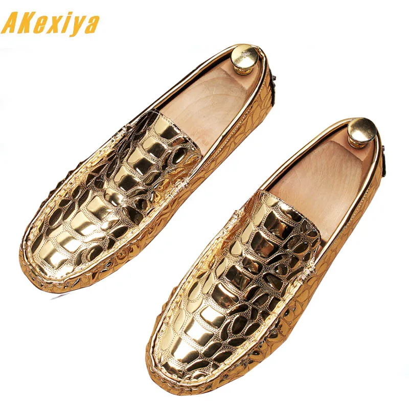 

uxury brand crocodile Leather Fashion Men Business Dress Loafers Pointy gold silver Shoes Oxford Breathable Formal Wedding Shoes