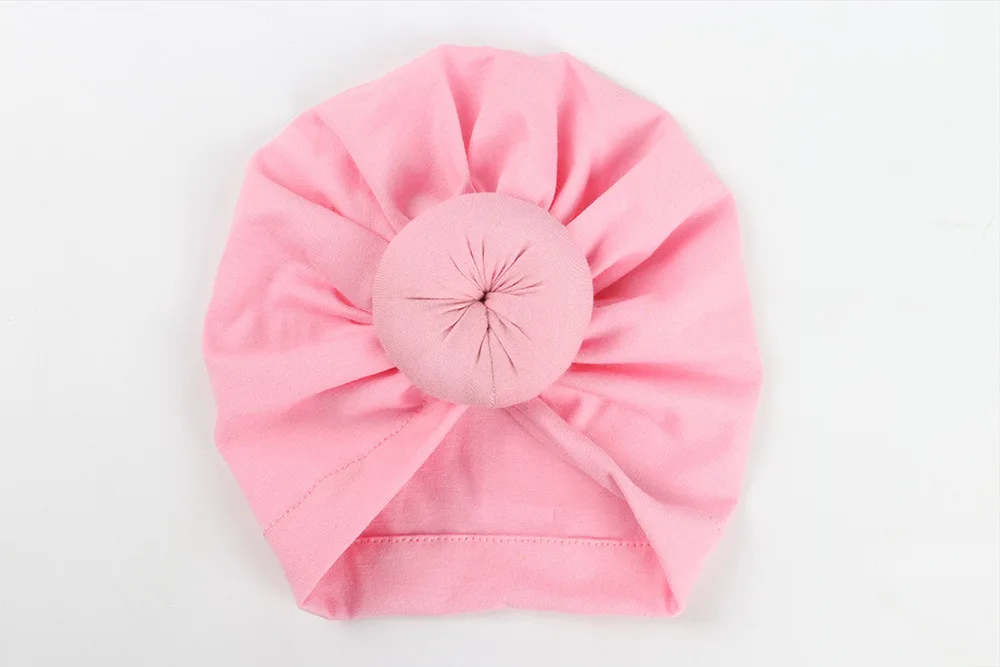 Новинка; однотонные шапки с пончиком для маленьких девочек; BeBe Turban Hood; однотонная завязанная шапка унисекс из хлопка; мягкие милые шапки; аксессуары для новорожденных