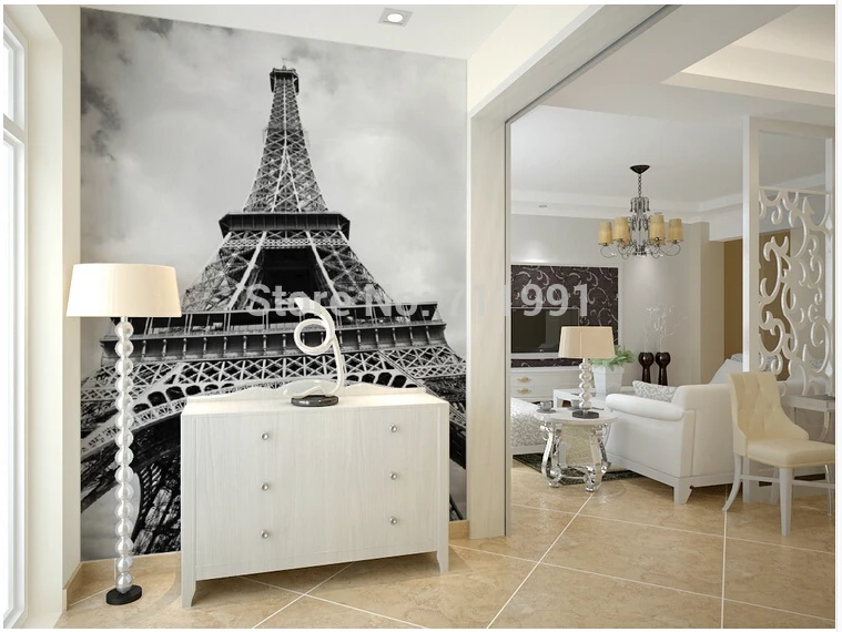 Us 13 45 55 Off Paris Tower In Paris In Black And White Wallpaper Custom Scenery For Study Bedroom Living Room Tv Backdrop Mural Stereoscopic 3d In