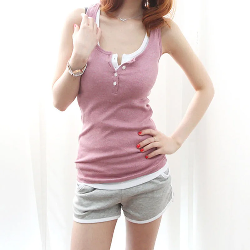 

ton Summer Tank Top Women 2018 Button Clothes Cotton Sexy Sleeveless Basic Tops Blusas Casual Plus Size Vest Camisole Haut Femme