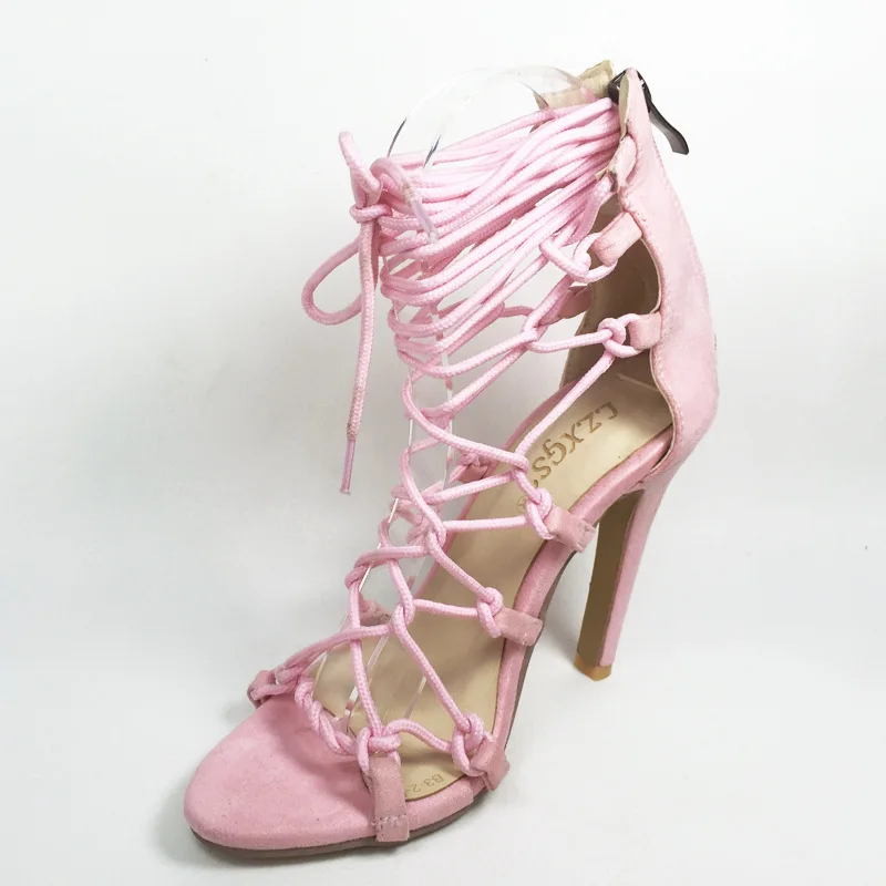 XingDeng/женские пикантные вечерние босоножки из сетчатого материала на шнуровке с завязками; женские дизайнерские босоножки на высоком каблуке с ремешком на лодыжке и застежкой-молнией