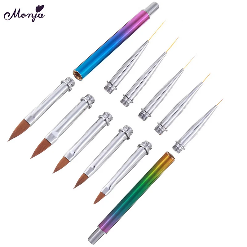 5 головок улыбка в форме полумесяца Акрил французский Nail Art Brush Set UV гель для ногтей градиент Цвет советы 3D DIY живопись чертежный вкладыш ручка