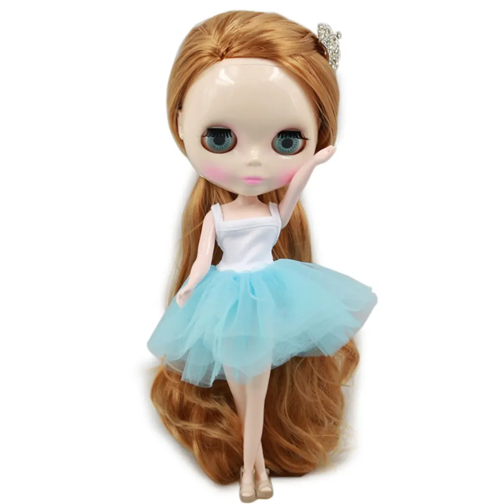 Blyth 1 6 Nude Doll Golden Long Wavy Hair Side Cut White Skin