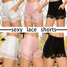 Сексуальные женские кружевные шорты, женские летние новые женские Мини сетчатые кружевные кроше с цветами, Многослойные женские короткие штаны, летняя одежда