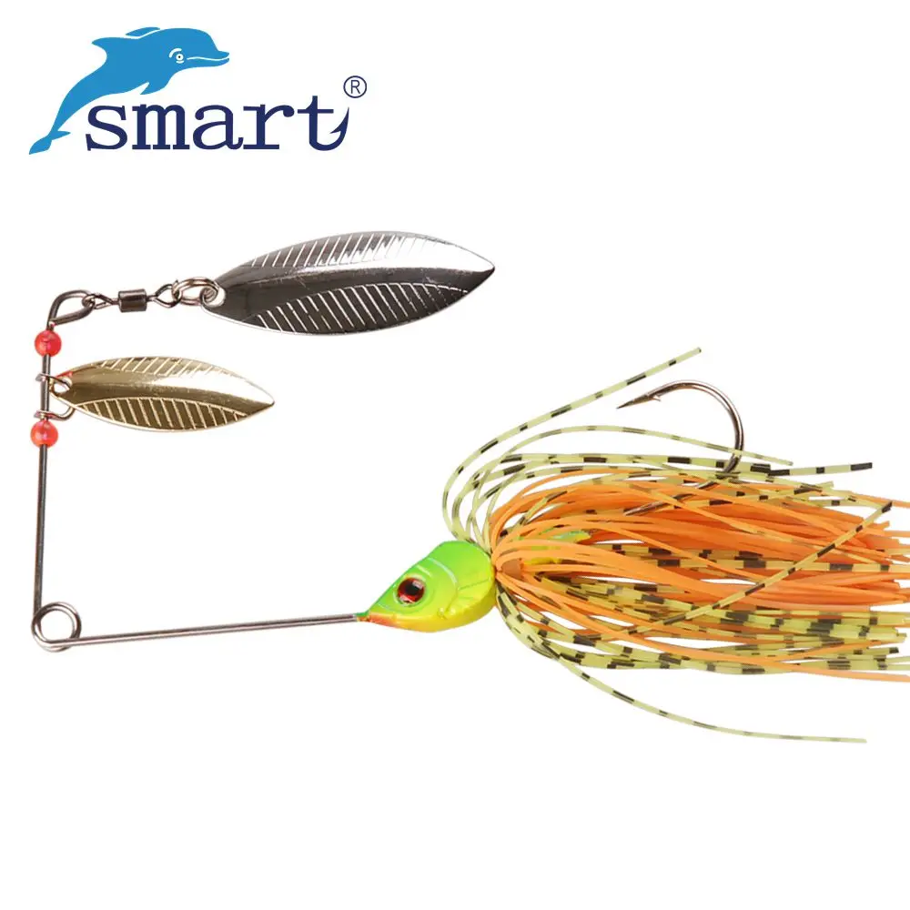 

Smart Spinner Fishing Lure 12cm/15g Weever Carp Rubber Jig Head Spinnerbaits Metal Spoon Buzzbaits Silicon Rubber Skirt Sequins