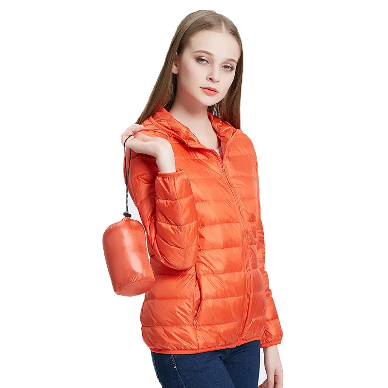 90% Duck Down Hoody Jackets Winter Women Ultra Light Down Jacket Long Sleeve Warm Slim Coat Parka Female Solid Portabl Outwear