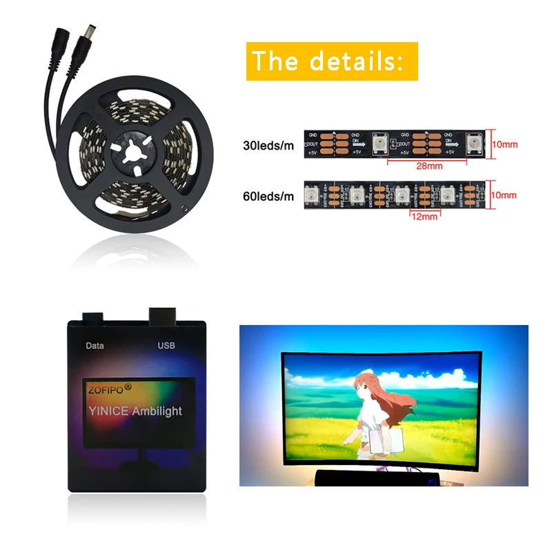 Customized LED RGB Dream Color Ambilight Ambibox PC Monitor Display TV Screen Synchronization Background Lamp