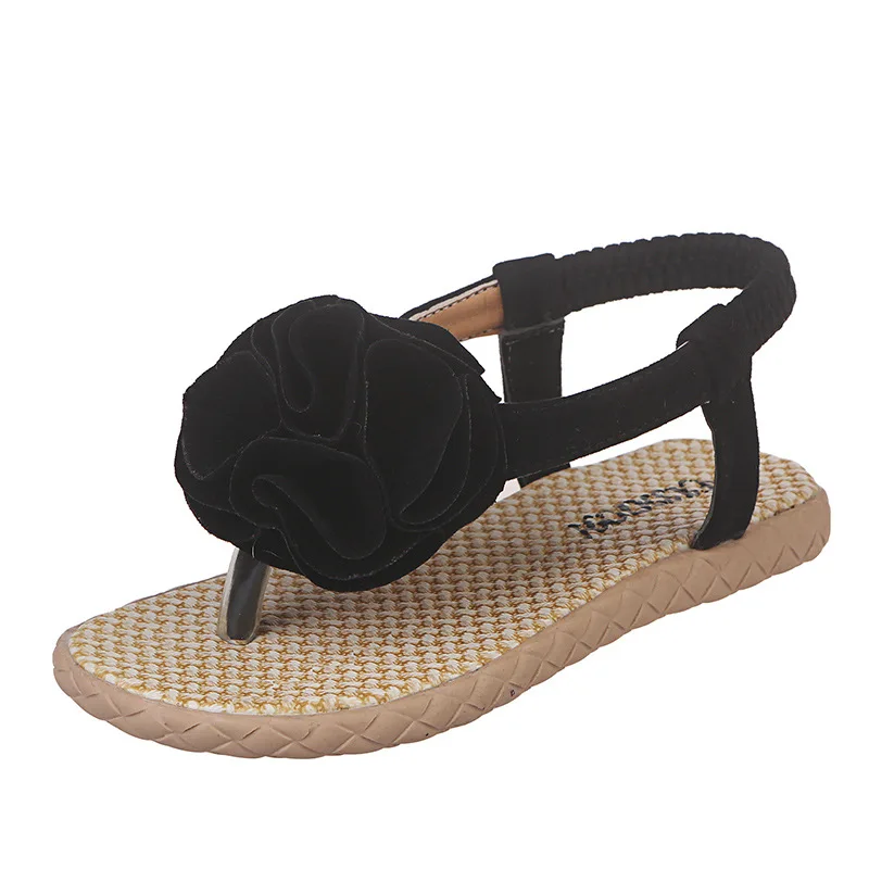 Лето ; детские сандалии для маленьких девочек; мягкая пляжная обувь с эластичной резинкой и цветочным рисунком; повседневные сандалии на плоской подошве; обувь для девочек