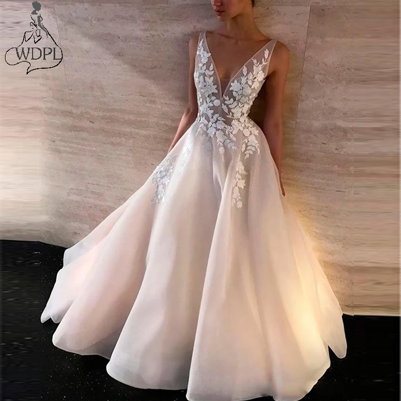 light pink v neck prom dress