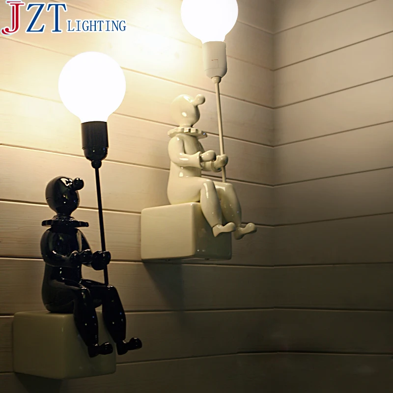 E27 Nordic Creative Clown Wall Lamp Ceramic Craft Personalized Courtyard Lighting Resin Shade For Children Room | Лампы и освещение