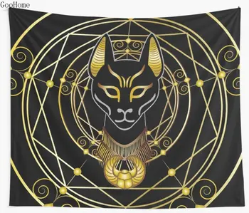 

Egyptian Golden Bastet Wall Tapestry Cover Beach Towel Throw Blanket Picnic Yoga Mat Home Decoration