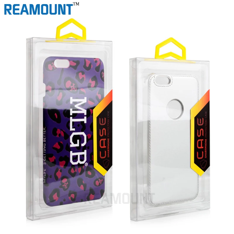 

50pcs Wholesale New Style DIY Custom LOGO Transparent PVC Packaging Box for iphone 8 8plus Phone Case Cover with Colorful Hanger