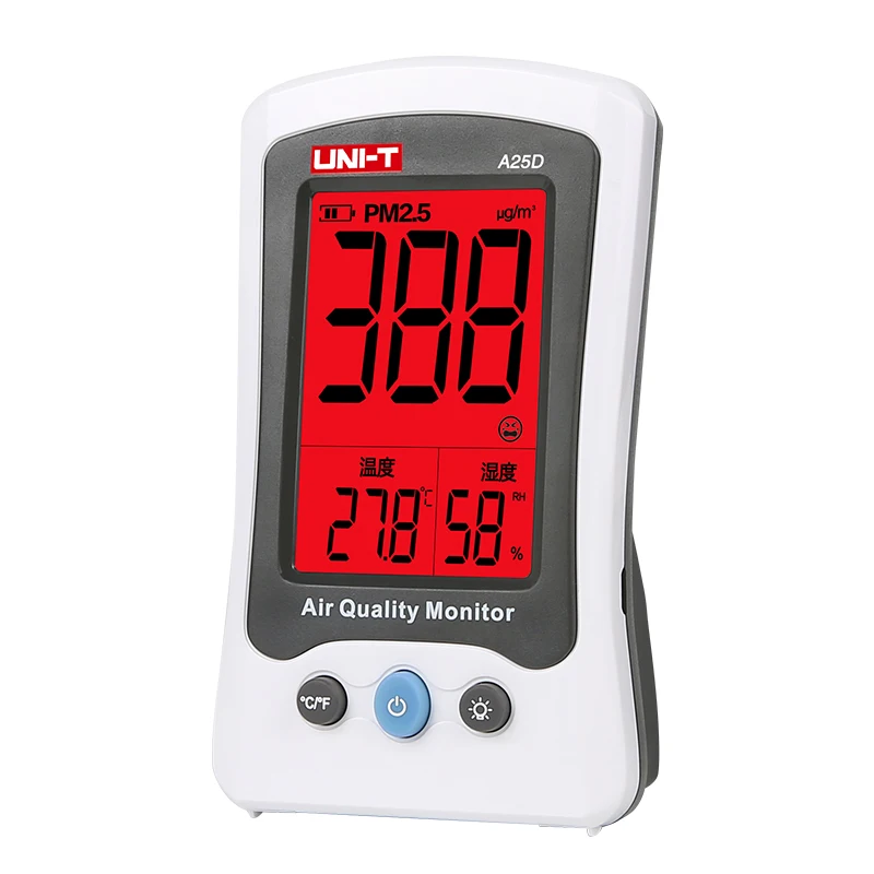 

UNI-T A25D PM2.5 Testers Air Quality Measurement Meters Detector Auto Range Overload Indication Gas Temperature Humidity Monitor