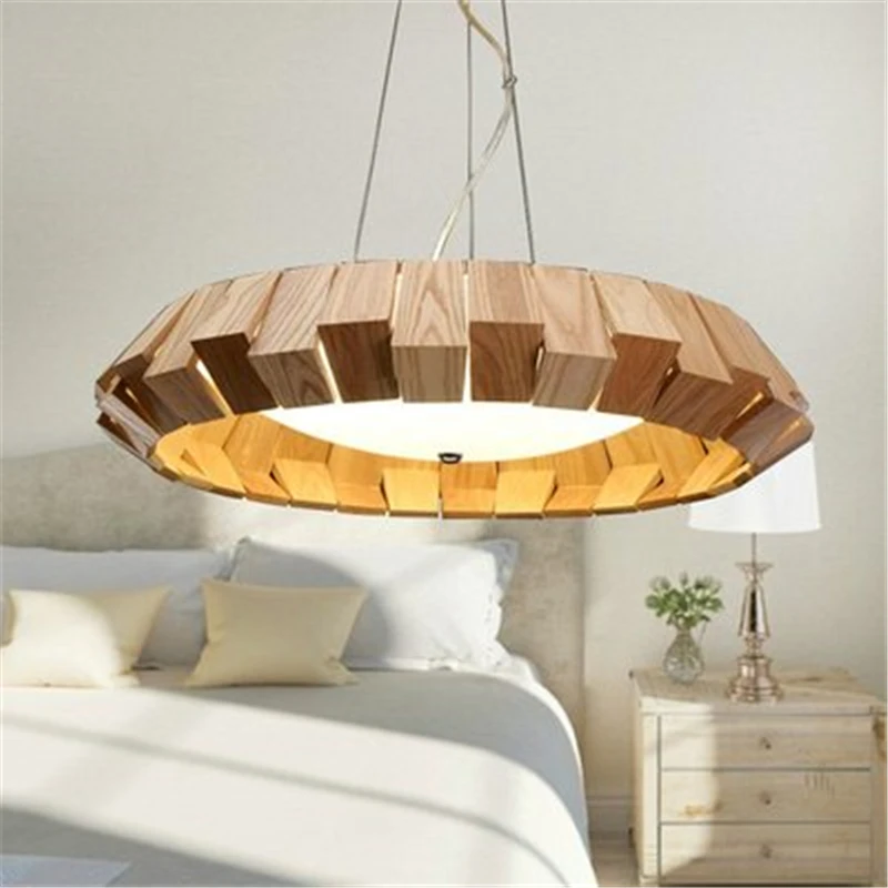 

DHL Modern minimalist living room chandelier American country bedroom wooden lighting Personality restaurant cafe chandelier