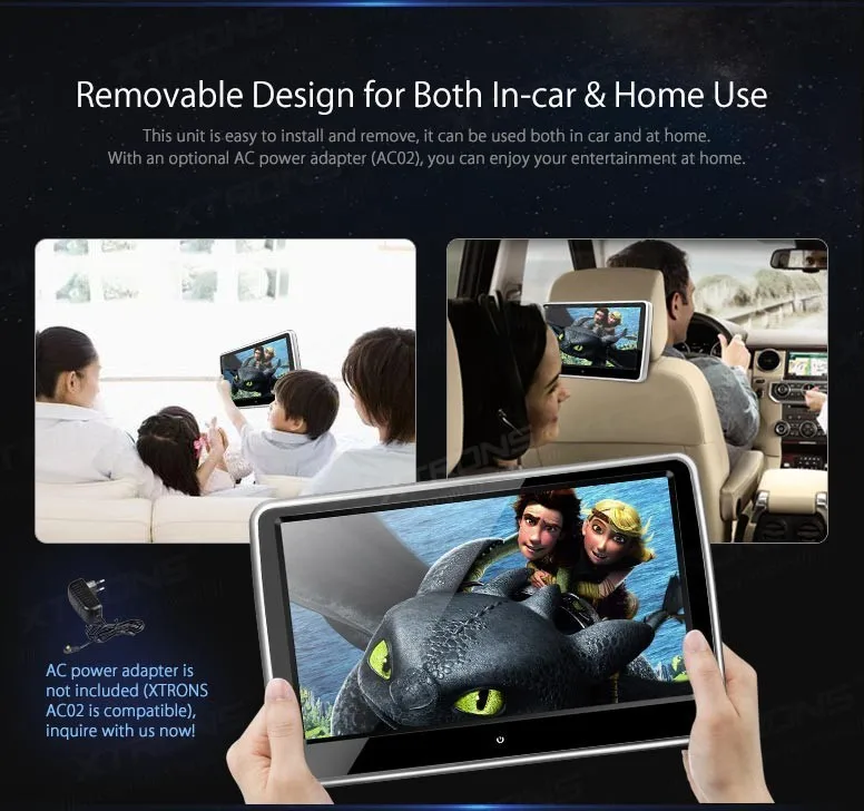 Flash Deal XTRONS 10" Touch Screen Car Pillow Active Headrest Monitor DVD/USB/SD Player Game Disc 5