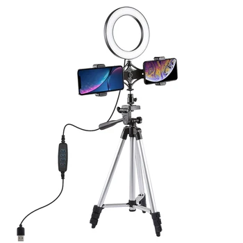 

PULUZ LEDs Video Ring Light with Telescopic Light Stand Mini Desktop Tripod 6.3 Inch Dimmable 3 Lighting Modes USB Powered