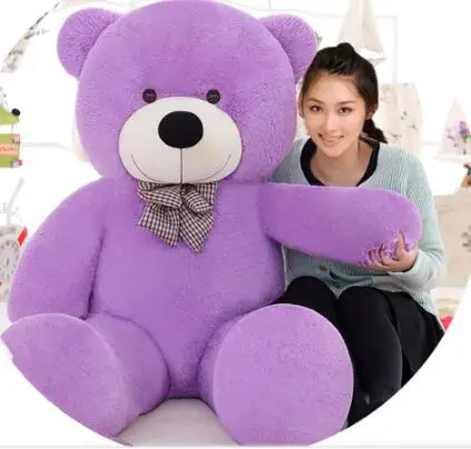 Огромный плюшевый медведь мягкая игрушка 160 см большие мягкие игрушки животные плюшевые размер жизни детские куклы игрушка Рождественский подарок для девочки на день рождения - Цвет: Фиолетовый