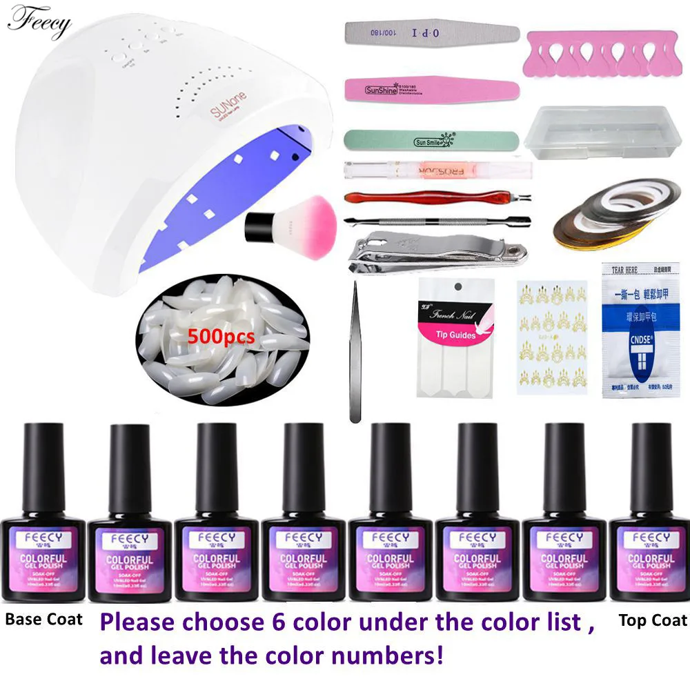 

Manicure Set With 36W/48W UV LED Nail Dryer Lamp Soak Off Gel Polish Starter Kit Top Base Coat Manicure Pedicure Nail Kits Tools