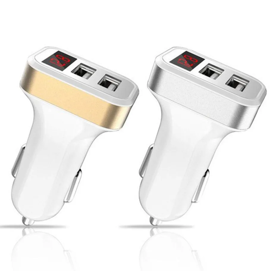 Универсальное автомобильное зарядное устройство 2.1A двойное USB для iPhone Samsung 12V 24V LCD