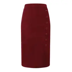 Для женщин вечерние юбка-карандаш 2019 модные красные Для женщин s Saias пикантный зауженный пуговицы Высокая Талия Повседневная обувь офис