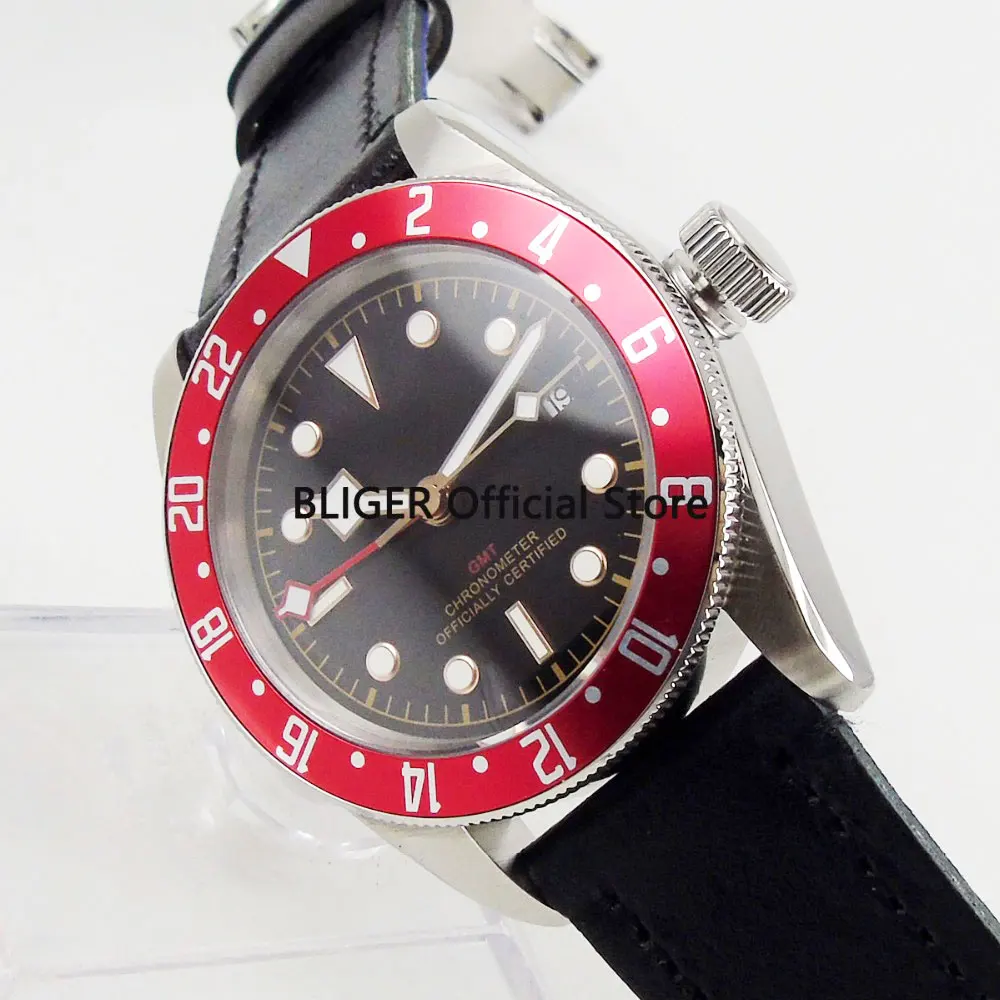 

High Quality 41mm GMT Function Automatic Men's Watch Auto Date Red Alloy Bezel