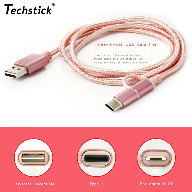 5 шт./лот 3 В 1 Для Iphone 7 Кабель + Micro Usb Тип C кабель Синхронизации Данных Быстрой
