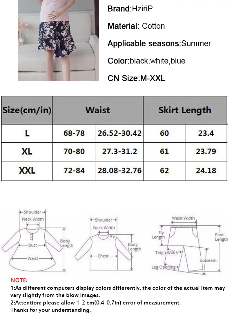 HziriP новые корейские Юбки До Колена для беременных мода для беременных женщин Асимметричная юбка с принтом Высокая талия одежда для беременных