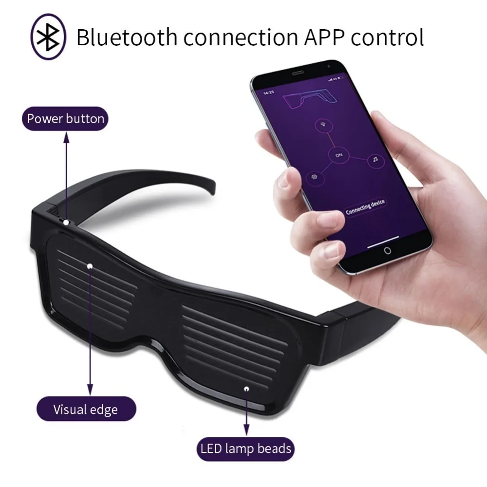 Приложение управление Bluetooth индивидуальные языки мигающие светодиодные вечерние очки USB зарядка светящиеся очки рождественское освещение концертов игрушка B4