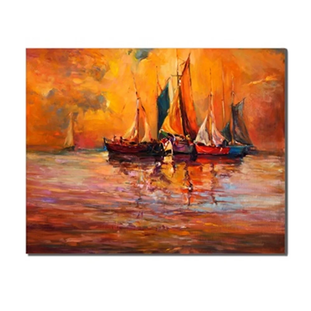 Frameless Boats Sea Surface Home Decoration Creative Artworks Canvas Print Oil Painting Posters Living Room Unique Gifts On Wall | Дом и сад