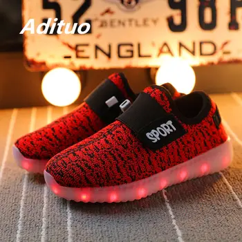 

Good Quality Breathable Glowing Sneakers Boys&girls Slip-on Fly Fabric Led Shoes Multicolor Children Luminous Shoes Usb Charging