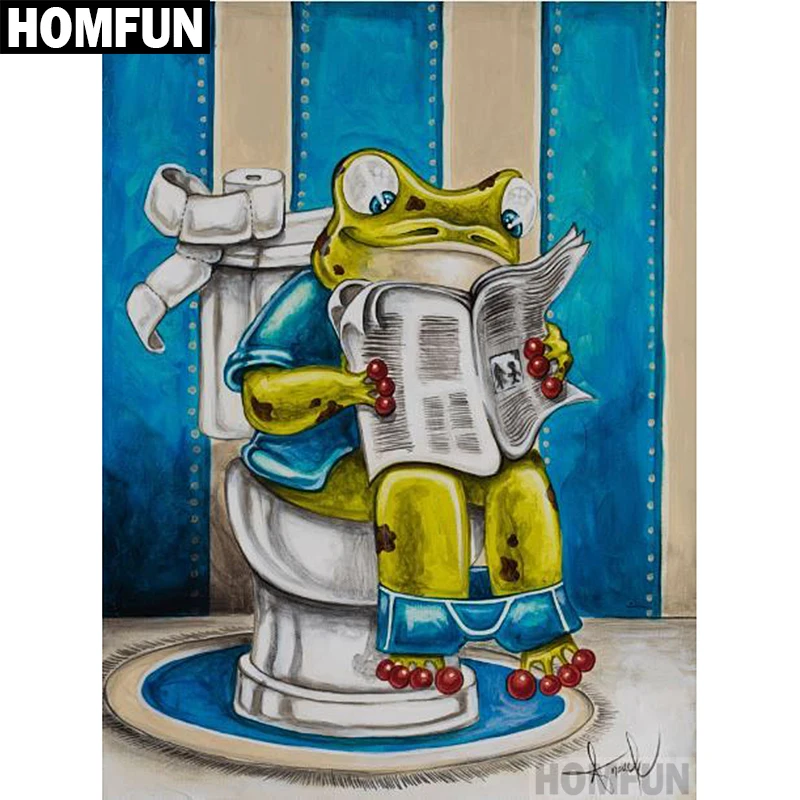 HOMFUN полный алмазов &quotлягушка туалет&quot Сделай сам 5D Алмазная вышивка крестиком