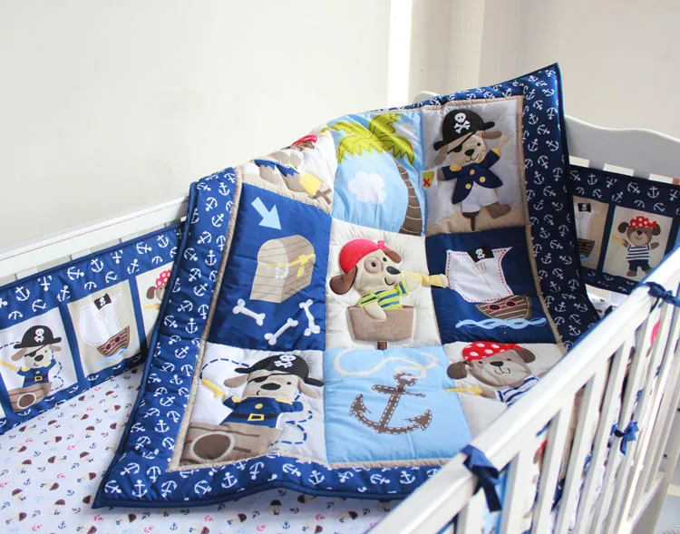 Ups Free 7 Pcs Cartoon Baby Bedding Set Pirate Baby Cradle Crib