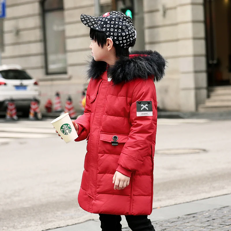 

2018 Boys Down Parka Children Winter Jackets with Big Real Fur Hooded Boys Warm Coat