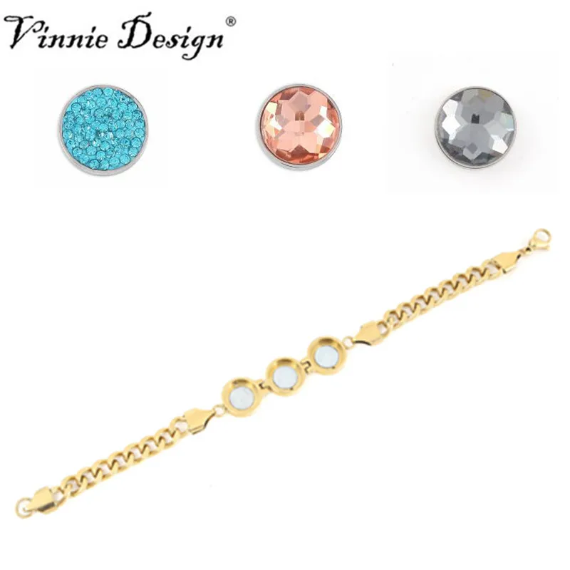 Vinnie Design joyería 22 cm Acero inoxidable cambio pulsera con 3 unids intercambiables pequeño XS monedas Vinnie Design joyería 22 cm Acero inoxidable cambio pulsera con 3 unids intercambiables pequeño XS monedas