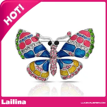 

Rainbow Enamel Crystal Butterfly Pin Brooch Silver Plated