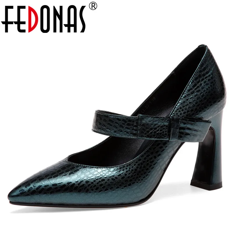FEDONAS Fashion Women Basic Pumps Genuine Leather High Heels Shoes Elegant Party Wedding Spring Autumn Mary Janes Shoes Woman mary janes shoes woman genuine leather strange style women heels pumps pointed toe shoes string bead spring autumn women shoes