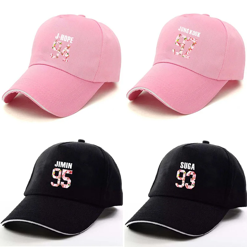 

New Kpop JUNGKOOK SUGA Members Name Pink Number Printed The Same baseball Hat Peaked Cap