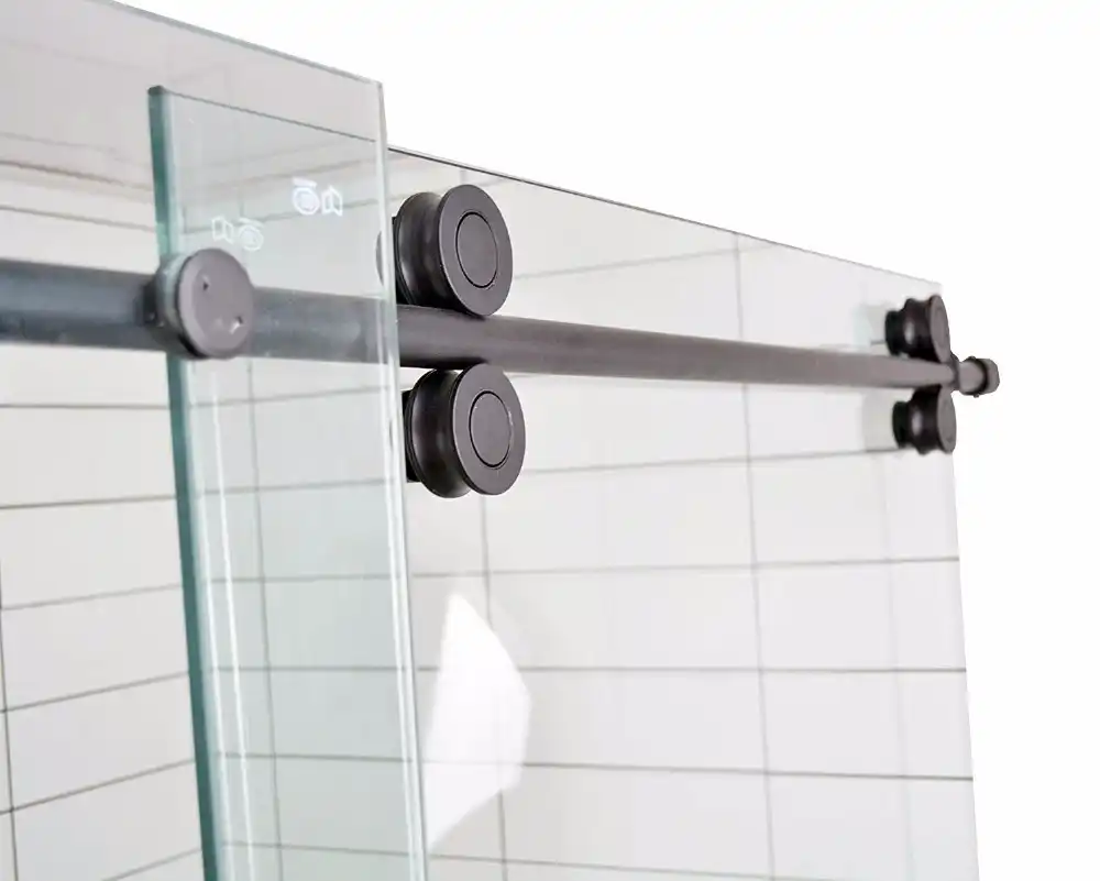 5ft 6 6ft Black Stainless Steel Sliding Barn Shower Door Twin