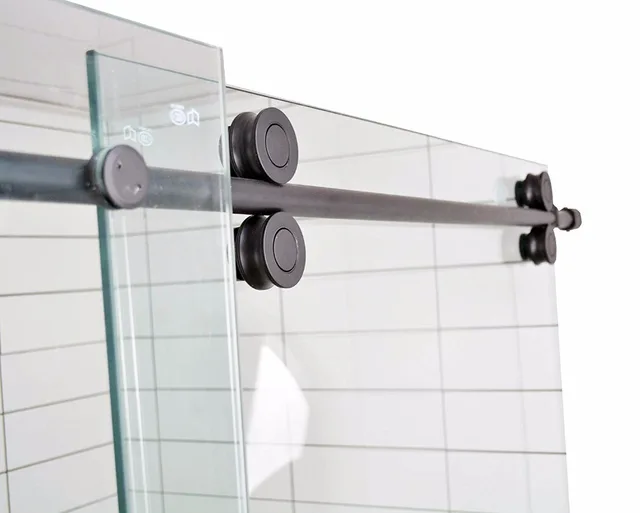5FT / 6.6FT Black stainless steel Sliding barn shower door twin roller