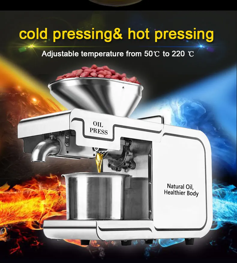 220V Heat and Cold home oil press machine pinenut, olive oil press machine high oil extraction rate