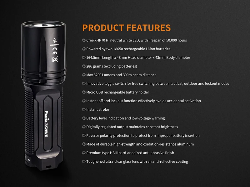 Fenix TK35UE 2018 Super Bright Multifunctional flashlight (16)