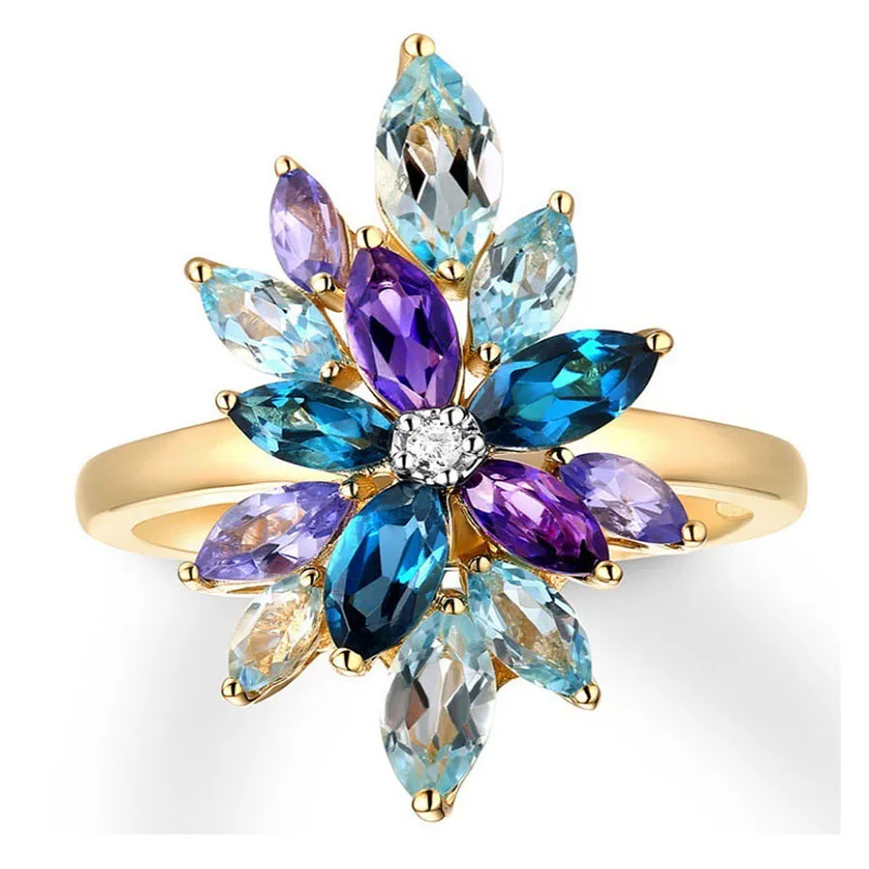 

MOONROCY Bohemian Crystal CZ Rings Cubic Zirconia Gold Color Colourful Womens Girls Gift Party Jewelry Wholesale Dropshipping