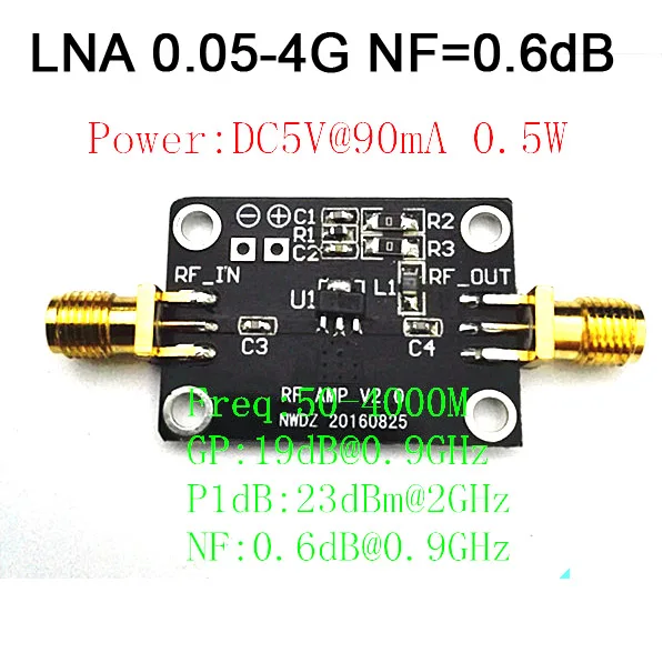 Low Noise LNA 0.05 4G NF=0.6dB RF amplifier Signal Receiver FM HF VHF
