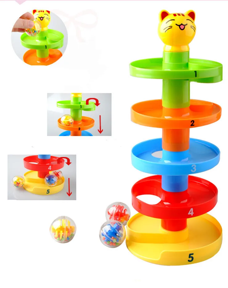 Cena Zabawki dla dzieci wieża Ramp Billowed piłka z dzwonkiem zestaw zabawek dla niemowląt rozwojowe zabawki edukacyjne