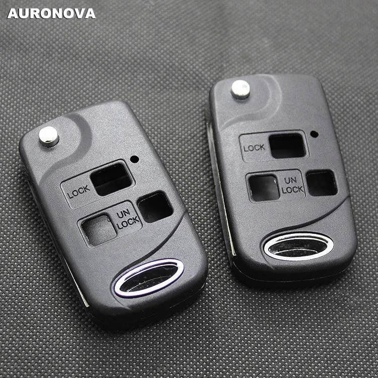 Auronva новое обновление флип складной ключ оболочки для Toyota Camry 2,4 Prado Land Cruiser 3 кнопки модифицированный чехол для дистанционного ключа от машины